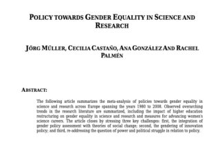 Policy Towards Gender Equality in Science and Research